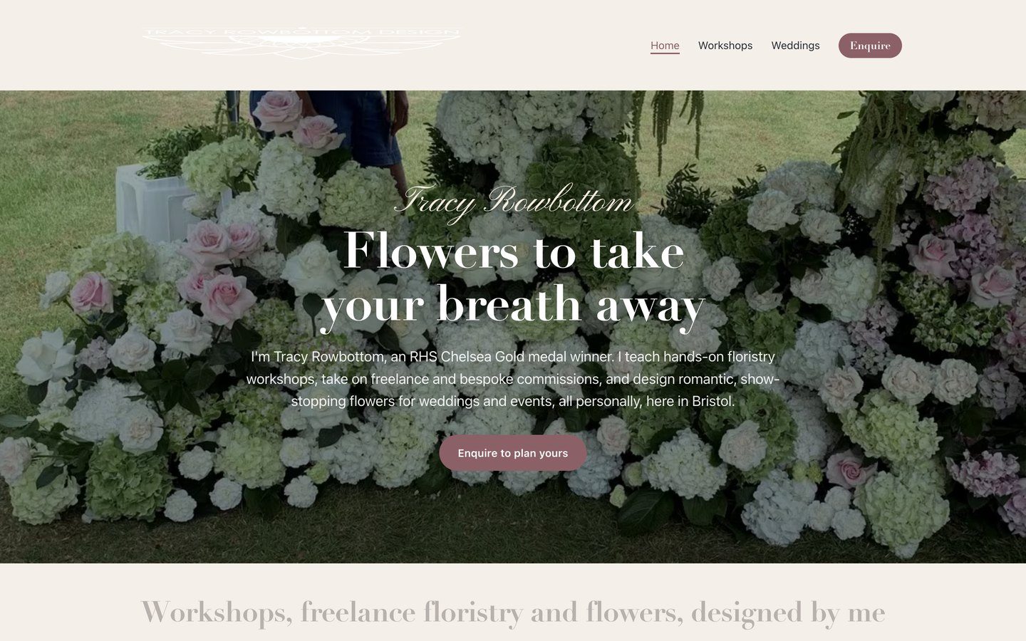 Tracy Rowbottom Design, a website we built
